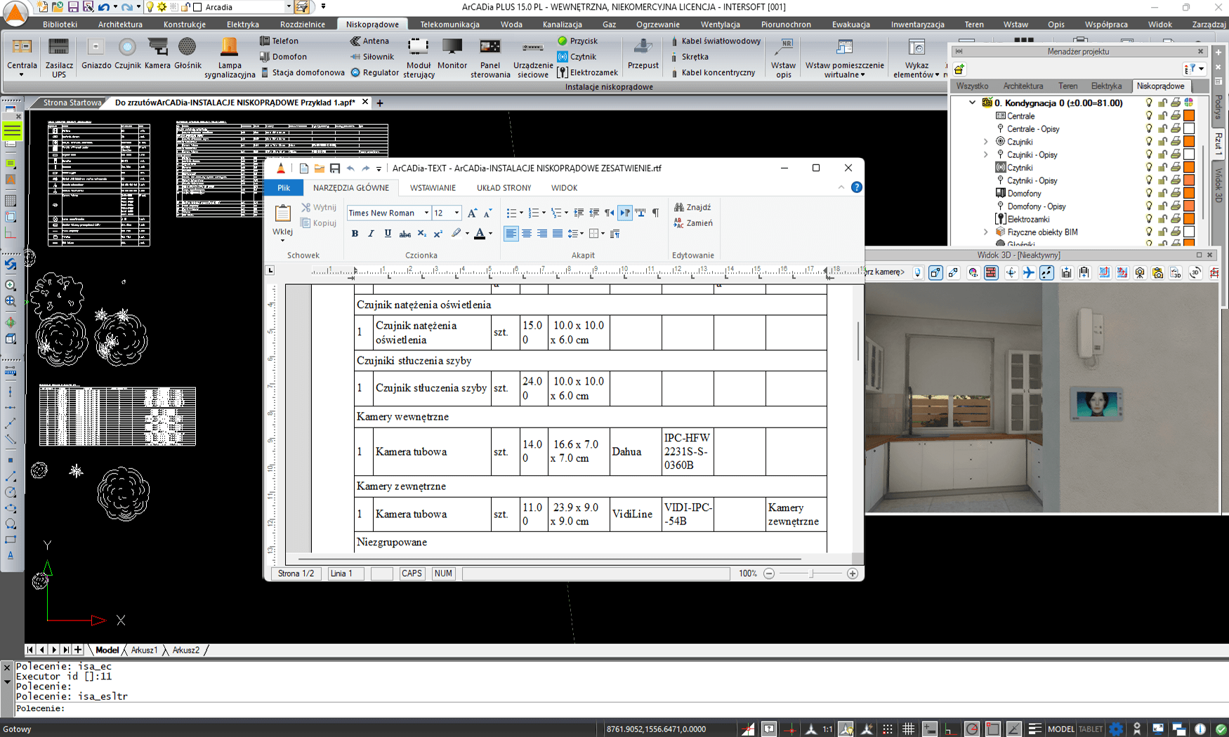 ArCADia-INSTALACJE NISKOPRDOWE 15 | INTERsoft program CAD